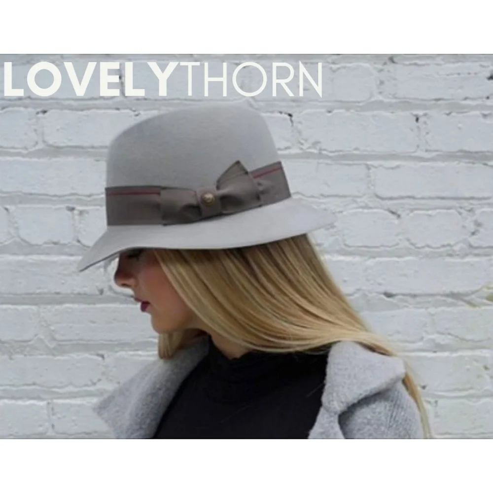 GOORIN BROS // ltd ed bourbon rocks grey-bone fedora-cloche grosgrain ribbon